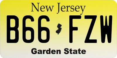 NJ license plate B66FZW