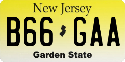 NJ license plate B66GAA