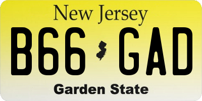 NJ license plate B66GAD