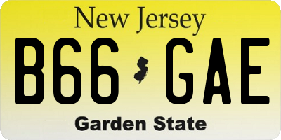 NJ license plate B66GAE