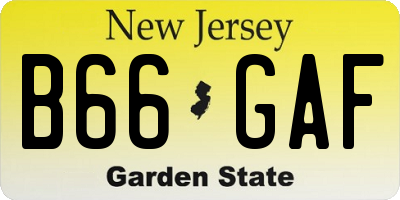 NJ license plate B66GAF