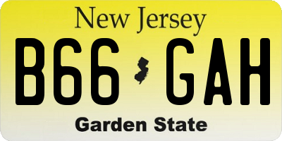 NJ license plate B66GAH