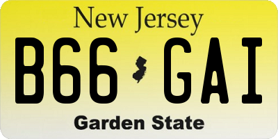 NJ license plate B66GAI