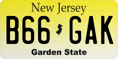 NJ license plate B66GAK