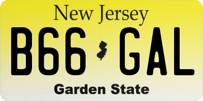 NJ license plate B66GAL