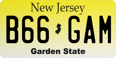 NJ license plate B66GAM