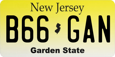 NJ license plate B66GAN