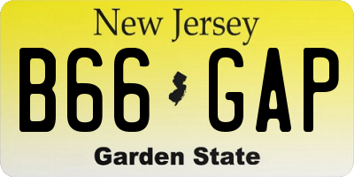 NJ license plate B66GAP