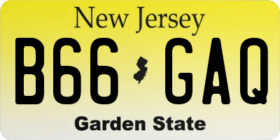 NJ license plate B66GAQ