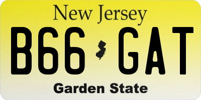 NJ license plate B66GAT