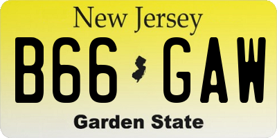 NJ license plate B66GAW