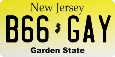 NJ license plate B66GAY