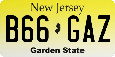 NJ license plate B66GAZ