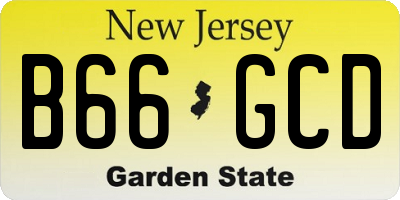 NJ license plate B66GCD