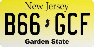 NJ license plate B66GCF