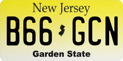 NJ license plate B66GCN