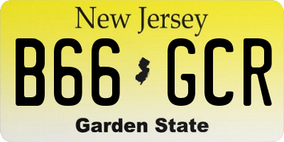 NJ license plate B66GCR