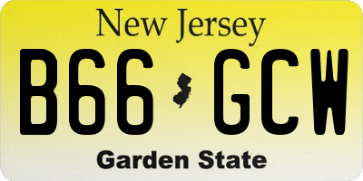 NJ license plate B66GCW