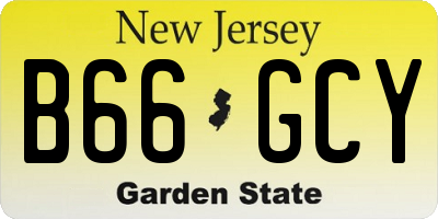 NJ license plate B66GCY