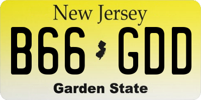 NJ license plate B66GDD