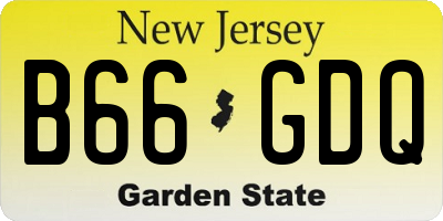 NJ license plate B66GDQ