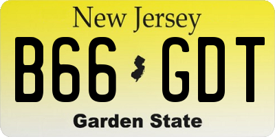 NJ license plate B66GDT