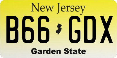 NJ license plate B66GDX