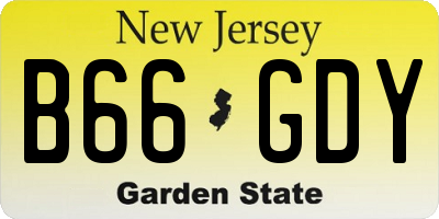 NJ license plate B66GDY