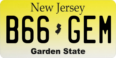 NJ license plate B66GEM