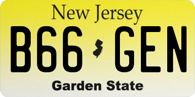 NJ license plate B66GEN