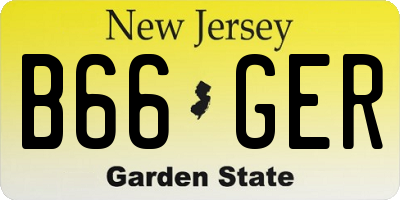NJ license plate B66GER