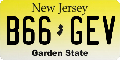 NJ license plate B66GEV
