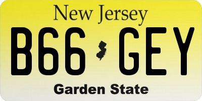 NJ license plate B66GEY