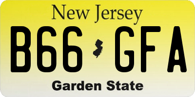 NJ license plate B66GFA