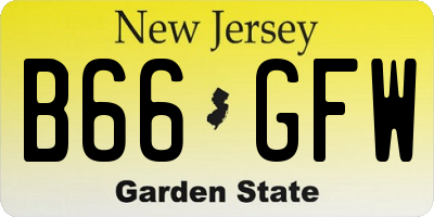 NJ license plate B66GFW