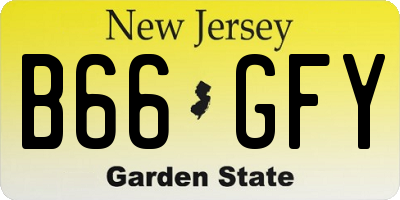 NJ license plate B66GFY