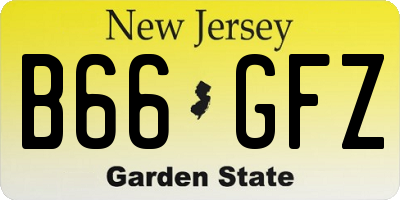 NJ license plate B66GFZ