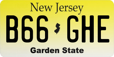 NJ license plate B66GHE