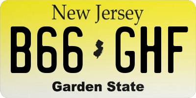 NJ license plate B66GHF