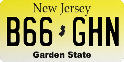 NJ license plate B66GHN