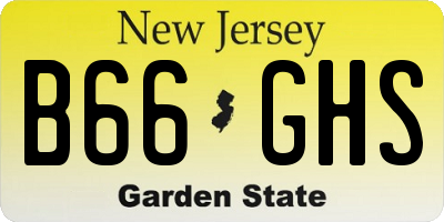 NJ license plate B66GHS