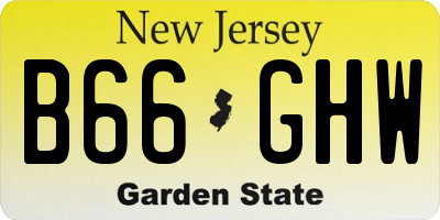NJ license plate B66GHW