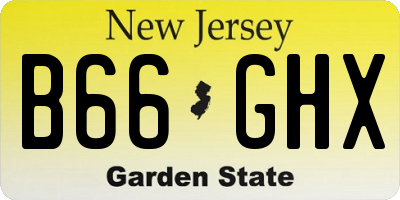 NJ license plate B66GHX