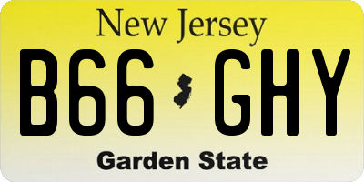 NJ license plate B66GHY