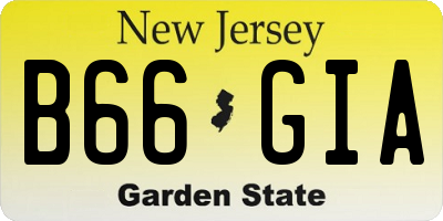 NJ license plate B66GIA