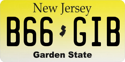 NJ license plate B66GIB