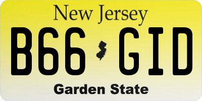 NJ license plate B66GID