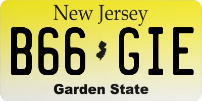 NJ license plate B66GIE