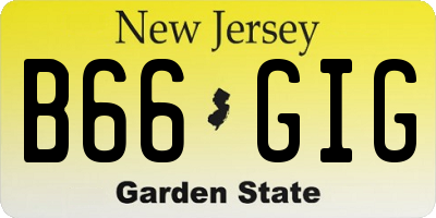 NJ license plate B66GIG