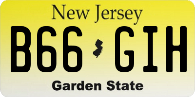 NJ license plate B66GIH